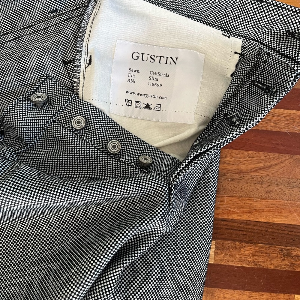 Gustin Black and White Patterned Pants 33/34 - Picture 5 of 5
